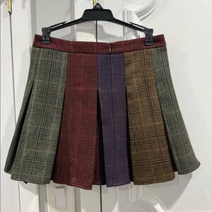 Color block plaid tennis skirt